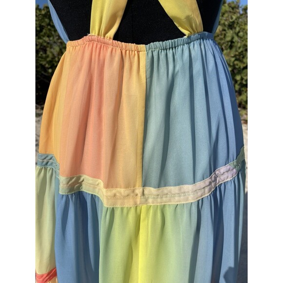 L’atiste by Amy Size S Backless Pastel Rainbow Colors Maxi Dress - Picture 6 of 6